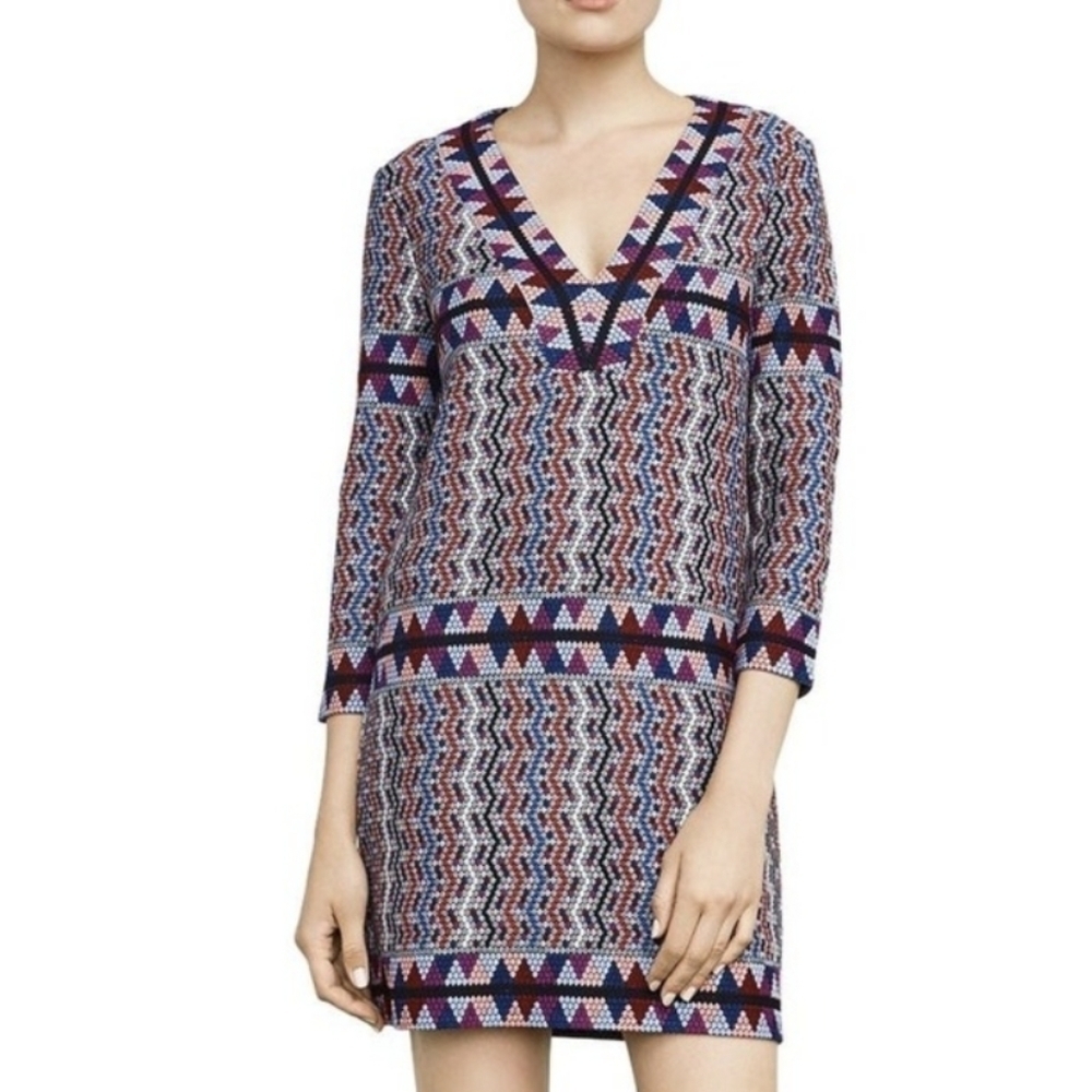 BCBG Max Azria Multicolor Belle V-Neck Mini Dress XXS